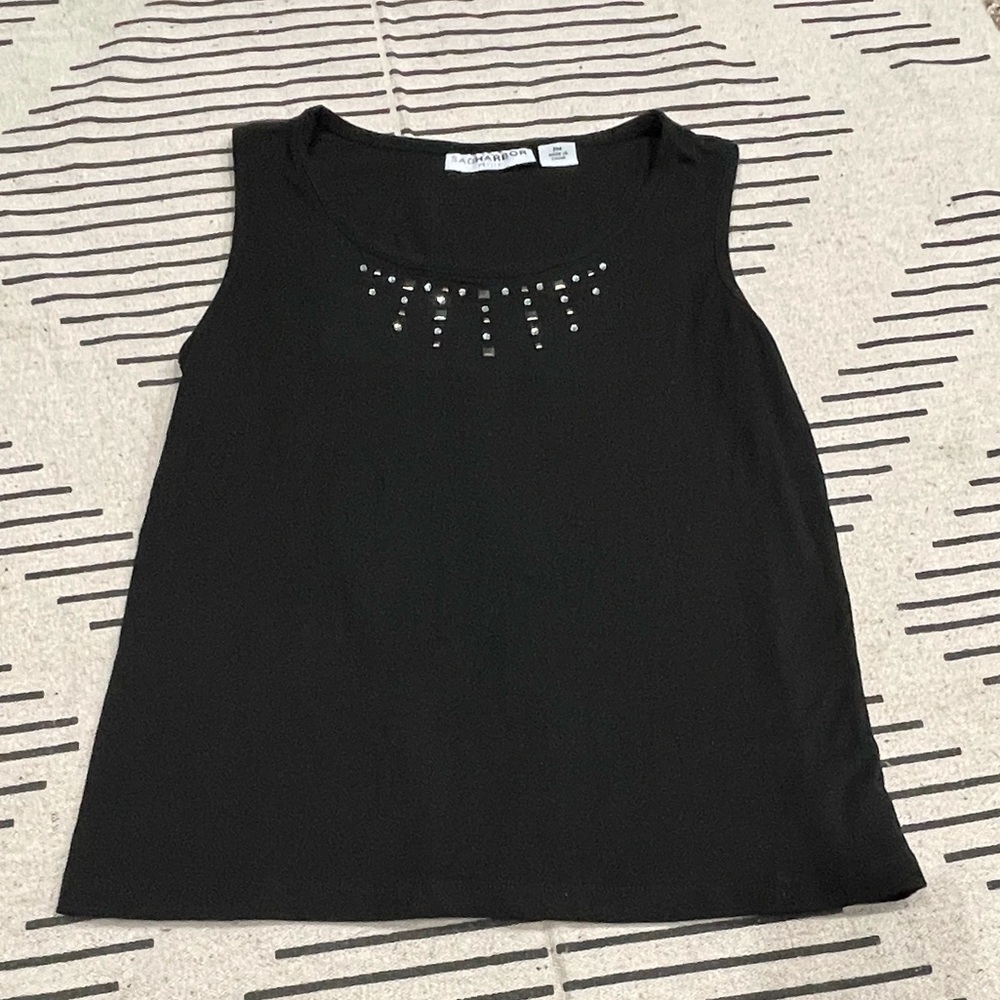 Sagharbor Jeweled Black Tank